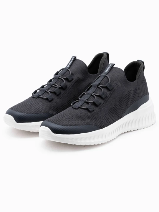 Zdjęcie produktu Męskie buty sneakersy wsuwane wykonane z lekkich materiałów - grafitowe V1 Ombre Clothing grafitowy