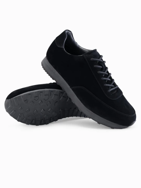 Zdjęcie produktu Męskie buty sportowe sneakersy z ekoskóry o zamszowym wykończeniu– czarne V1 Ombre Clothing