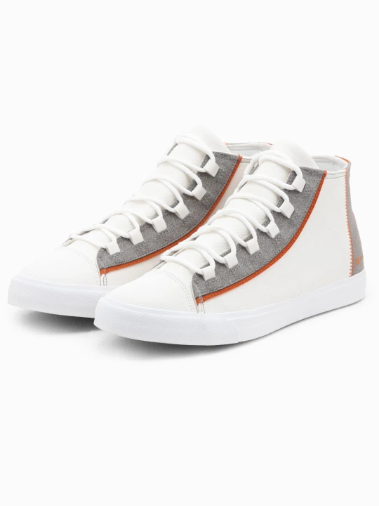 Zdjęcie produktu Męskie buty trampki z kontrastującymi elementami - białe V1 - Rozmiar: 42 Ombre Clothing