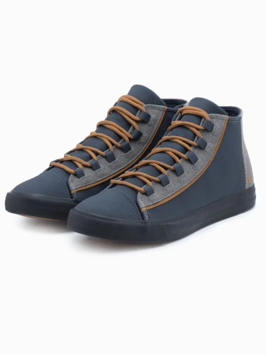 Zdjęcie produktu Męskie buty trampki z kontrastującymi elementami - granatowe V2 - Rozmiar: 41 Ombre Clothing