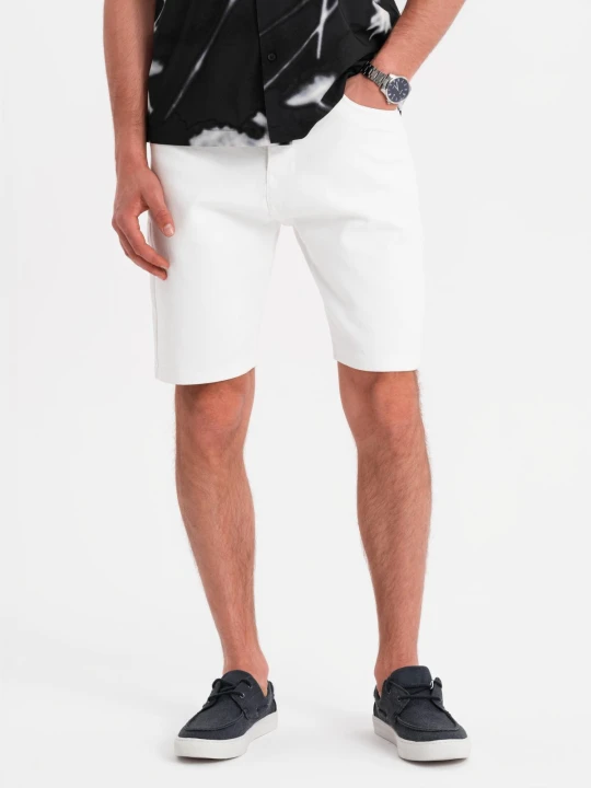 Zdjęcie produktu Męskie denimowe szorty o klasycznym kroju – białe V1 - Rozmiar: XL Ombre Clothing
