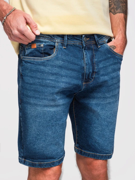 Zdjęcie produktu Męskie denimowe szorty o klasycznym kroju – ciemnoniebieskie V3 - Rozmiar: L Ombre Clothing