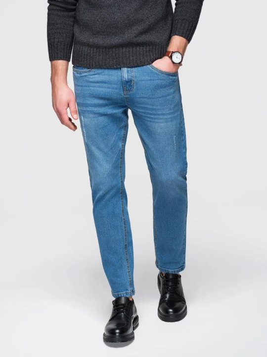 Zdjęcie produktu Męskie jeansowe z przetarciami REGULAR FIT - niebieskie V3 - Rozmiar: M Ombre Clothing