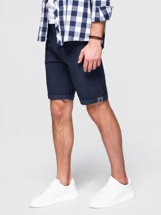 Zdjęcie produktu Męskie klasyczne szorty chino z podwiniętą nogawką - granatowe V10 Ombre Clothing