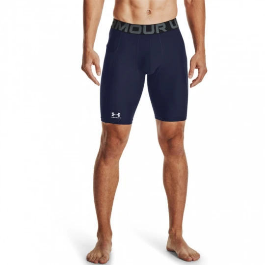 Zdjęcie produktu Męskie legginsy krótkie treningowe Under Armour HeatGear Pocket Long Shorts - granatowe