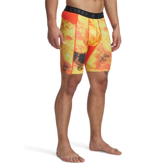 Zdjęcie produktu Męskie legginsy krótkie treningowe Under Armour UA Curry HG Prtd Shorts - żółte