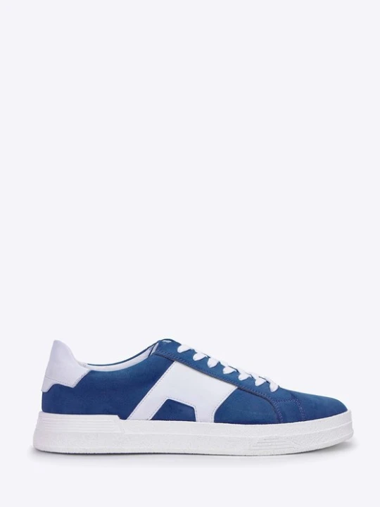 Zdjęcie produktu Męskie sneakersy z kontrastową podeszwą granatowe Wittchen