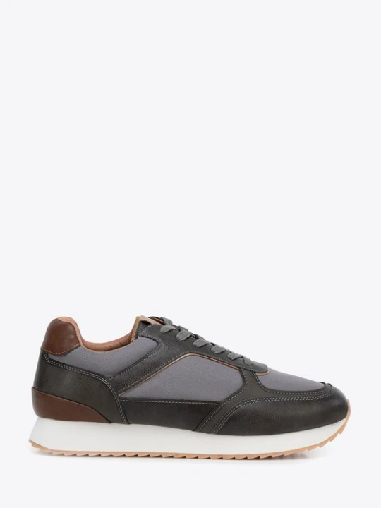 Zdjęcie produktu Męskie sneakersy z kontrastowymi fakturami szaro - brązowe Wittchen