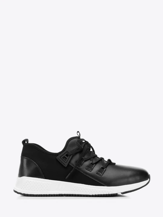 Zdjęcie produktu Męskie sneakersy ze skóry i tkaniny czarne Wittchen
