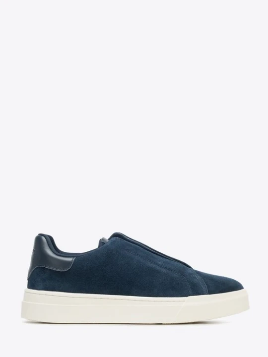Zdjęcie produktu Męskie sneakersy ze skóry zamszowej wsuwane granatowe Wittchen