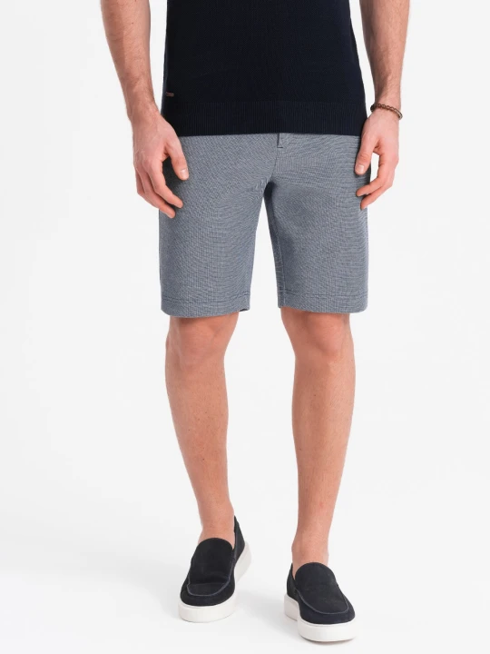 Zdjęcie produktu Męskie spodenki wykonane z dwukolorowej melanżowej dzianiny - granatowe V1 - Rozmiar: XXL Ombre Clothing