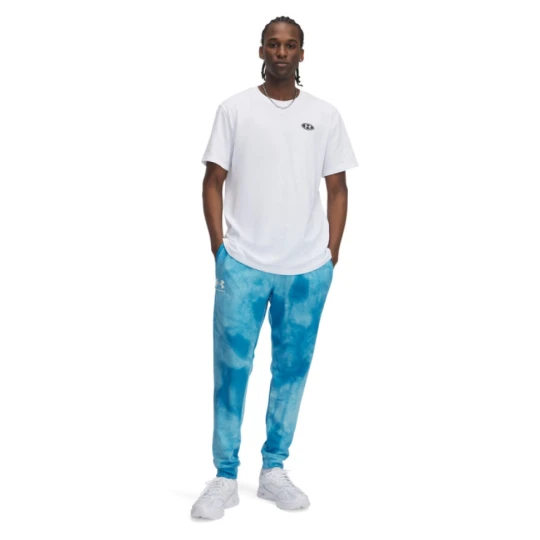 Zdjęcie produktu Męskie spodnie dresowe UA Rival Terry AOP Jogger Q1 - niebieskie Under Armour