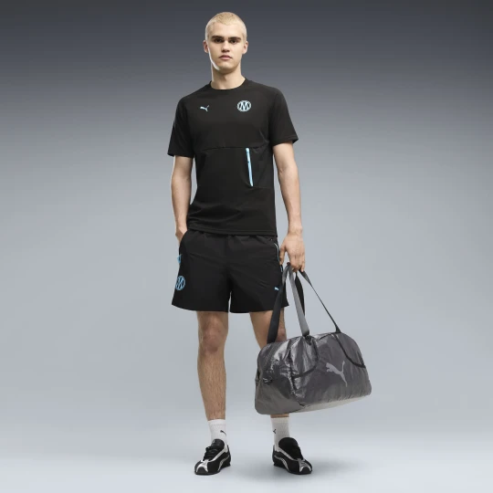 Zdjęcie produktu Męskie tkane szorty Olympique de Marseille PUMATECH o luźnym kroju, Odzież, Czarny