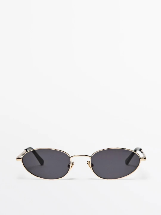 Zdjęcie produktu Metaliczne Okulary Owalne - Srebrny - Massimo Dutti - Female