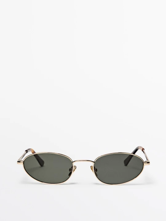 Zdjęcie produktu Metaliczne Okulary Owalne - Złoty - - Massimo Dutti - Female