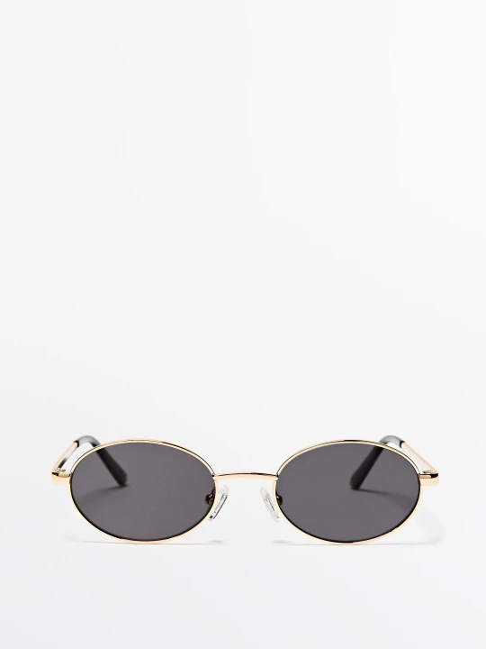 Zdjęcie produktu Metaliczne Owalne Okulary Przeciwsłoneczne - Zielony - Massimo Dutti - Female