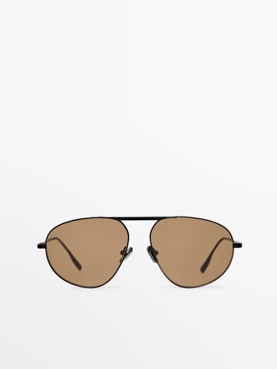 Zdjęcie produktu Metalowe Okulary Aviator - Czarny - - Massimo Dutti - Female