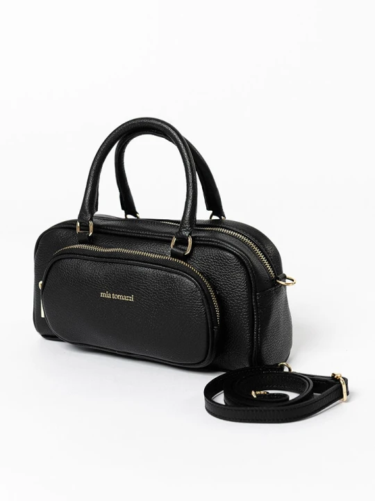 Zdjęcie produktu Mia Tomazzi Skórzana torebka "Barellai" w kolorze czarnym - 29 x 13 x 9 cm rozmiar: onesize