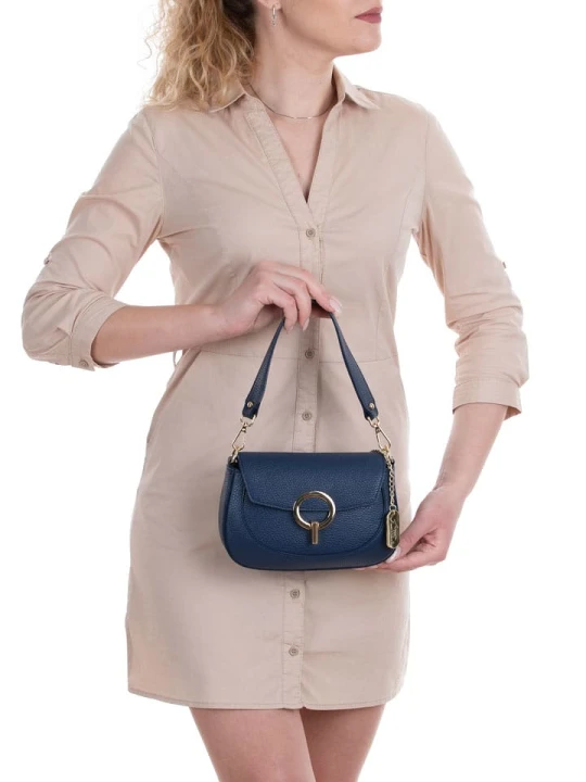 Zdjęcie produktu Mia Tomazzi Skórzana torebka "Ceresio" w kolorze granatowym - 22 x 14 x 5 cm rozmiar: onesize