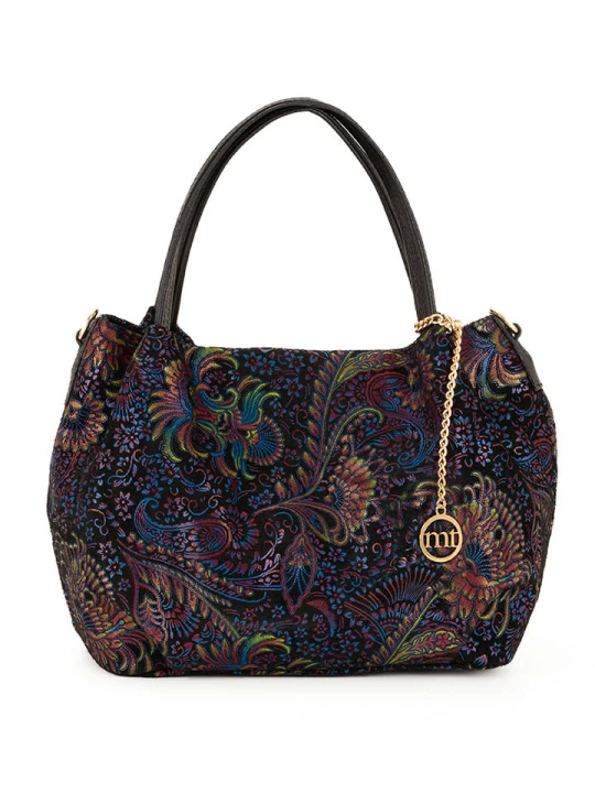 Zdjęcie produktu Mia Tomazzi Skórzana torebka "Gonfalone" w kolorze czarnym ze wzorem - 24 x 21 x 13 cm rozmiar: onesize