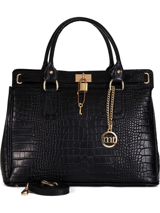 Zdjęcie produktu Mia Tomazzi Skórzana torebka "Rezia" w kolorze czarnym - 36 x 28 x 18 cm rozmiar: onesize