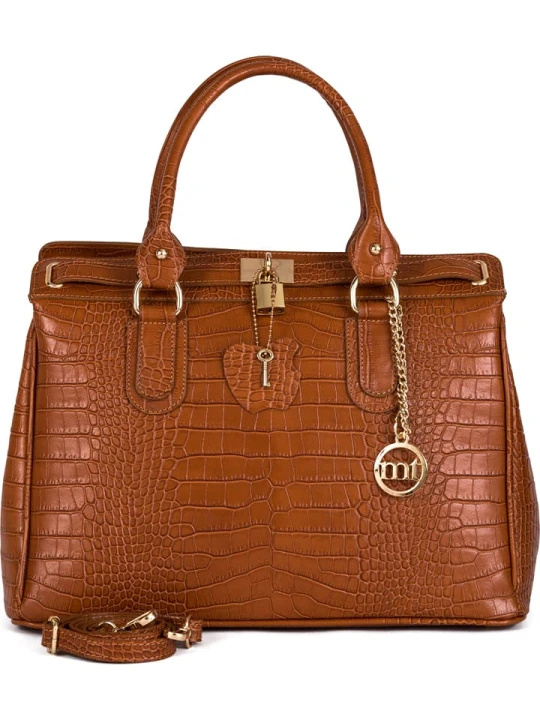Zdjęcie produktu Mia Tomazzi Skórzana torebka "Rezia" w kolorze karmelowym - 36 x 28 x 18 cm rozmiar: onesize
