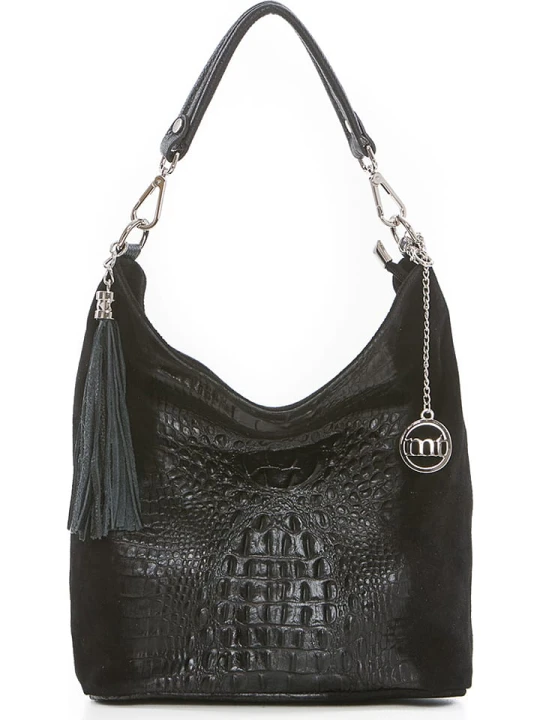 Zdjęcie produktu Mia Tomazzi Skórzana torebka "Rozzano" w kolorze czarnym - 26 x 28 x 12 cm rozmiar: onesize