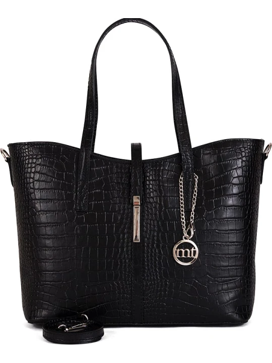 Zdjęcie produktu Mia Tomazzi Skórzana torebka "Valbrona" w kolorze czarnym - 40 x 27 x 14 cm rozmiar: onesize