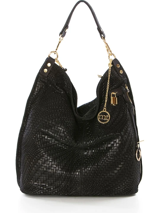 Zdjęcie produktu Mia Tomazzi Skórzana torebka w kolorze czarnym - 42 x 38 x 17 cm rozmiar: onesize