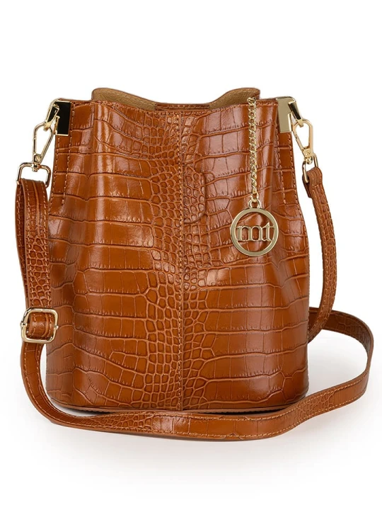 Zdjęcie produktu Mia Tomazzi Skórzana torebka w kolorze jasnobrązowym - 20 x 24 x 15 cm rozmiar: onesize