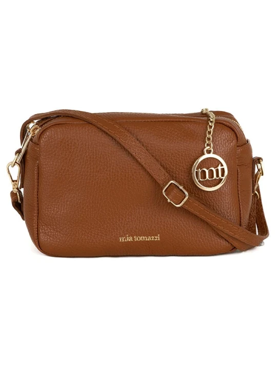 Zdjęcie produktu Mia Tomazzi Skórzana torebka w kolorze jasnobrązowym - 23 x 16 x 11 cm rozmiar: onesize