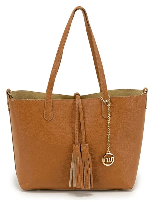 Zdjęcie produktu Mia Tomazzi Skórzana torebka w kolorze karmelowym - 45 x 30 x 12 cm rozmiar: onesize