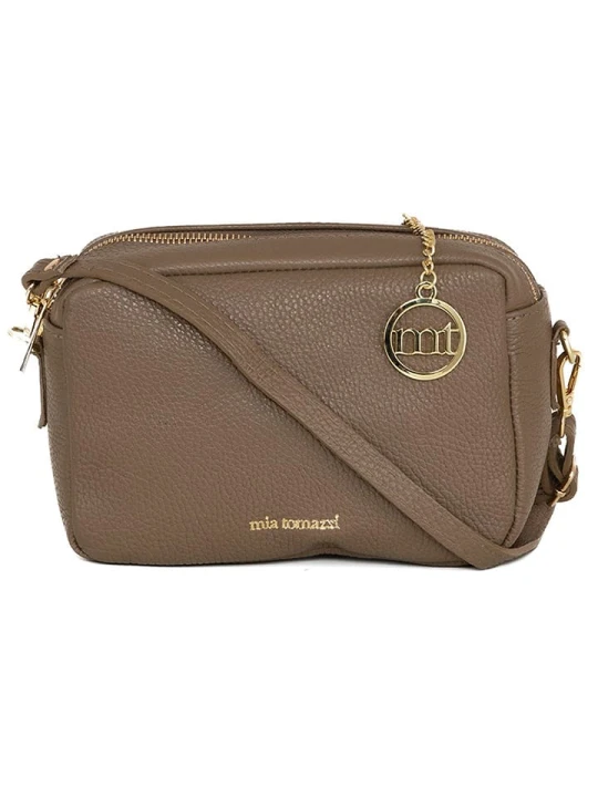 Zdjęcie produktu Mia Tomazzi Skórzana torebka w kolorze szarobrązowym - 23 x 16 x 11 cm rozmiar: onesize