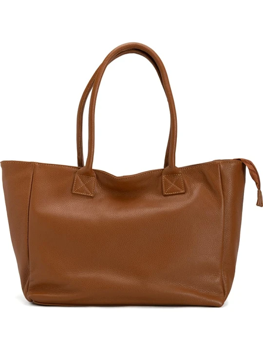Zdjęcie produktu Mia Tomazzi Skórzana torebka "Zuara" w kolorze jasnobrązowym - 35 x 27 x 16 cm rozmiar: onesize