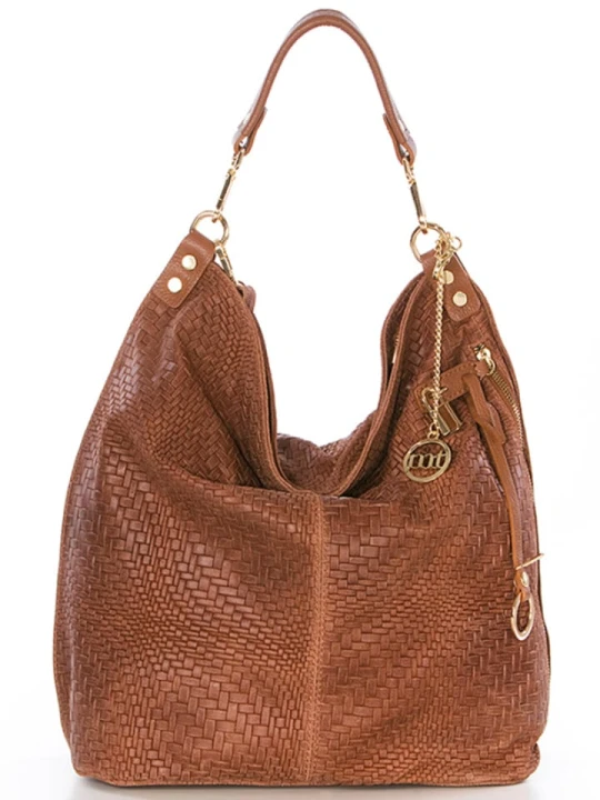 Zdjęcie produktu Mia Tomazzi Skórzany shopper bag "Niguarda" w kolorze brązowym - 42 x 38 x 17 cm rozmiar: onesize