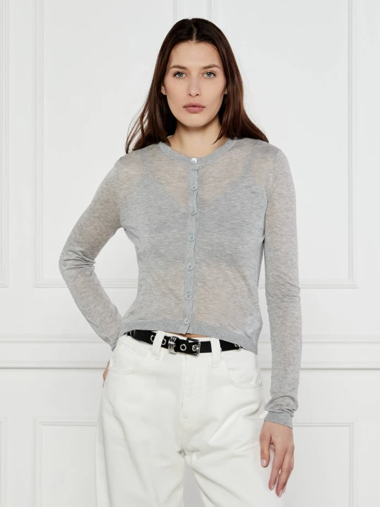Zdjęcie produktu Michael Kors Kardigan + top | Cropped Fit | z dodatkiem jedwabiu szary