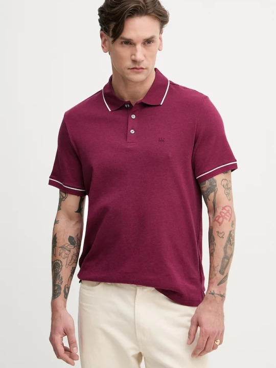 Zdjęcie produktu Michael Kors polo męskie bawełniane bordowy