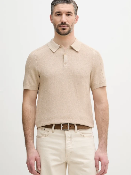 Zdjęcie produktu Michael Kors polo męskie bawełniane beżowy