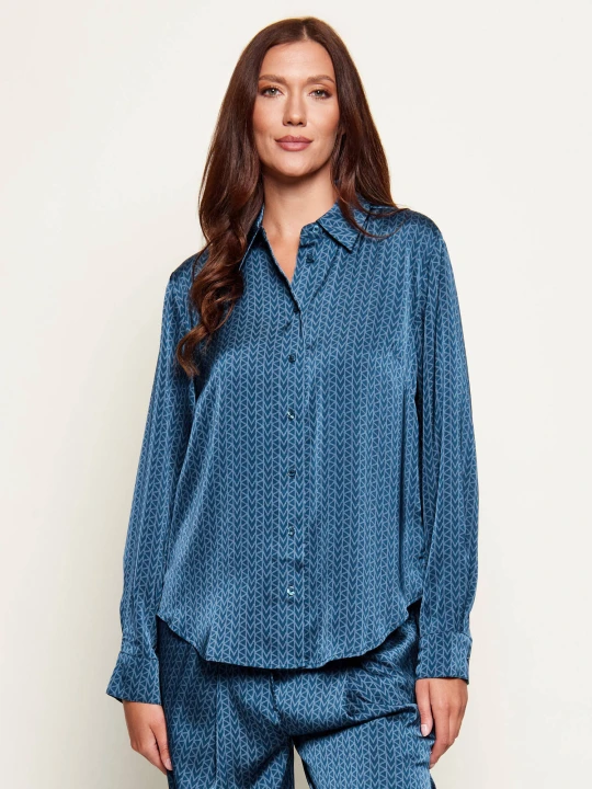 Zdjęcie produktu Michael Kors Satynowa koszula MK2000 | Relaxed fit granatowy