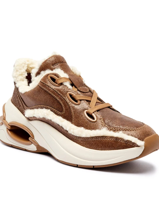Zdjęcie produktu Michael Kors Skórzane sneakersy TONI | shearling brązowy