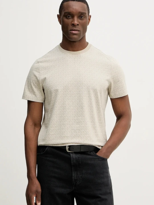 Zdjęcie produktu Michael Kors T-shirt męski bawełniany beżowy