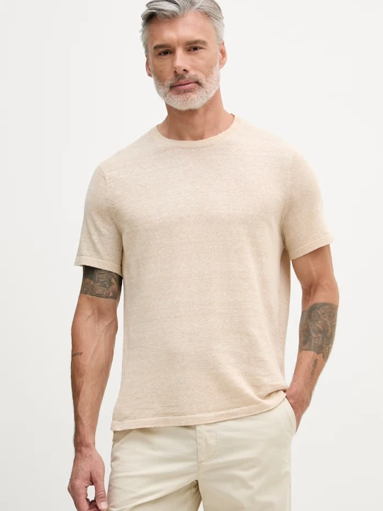 Zdjęcie produktu Michael Kors T-shirt męski z lnem beżowy