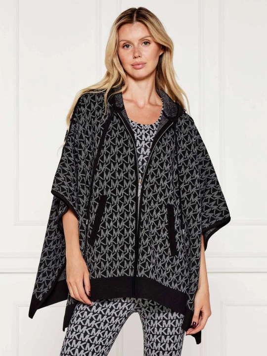 Zdjęcie produktu Michael Kors Wełniane ponczo | Oversize fit czarny