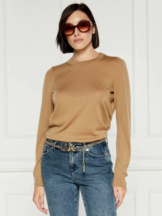 Zdjęcie produktu Michael Kors Wełniany sweter beżowy