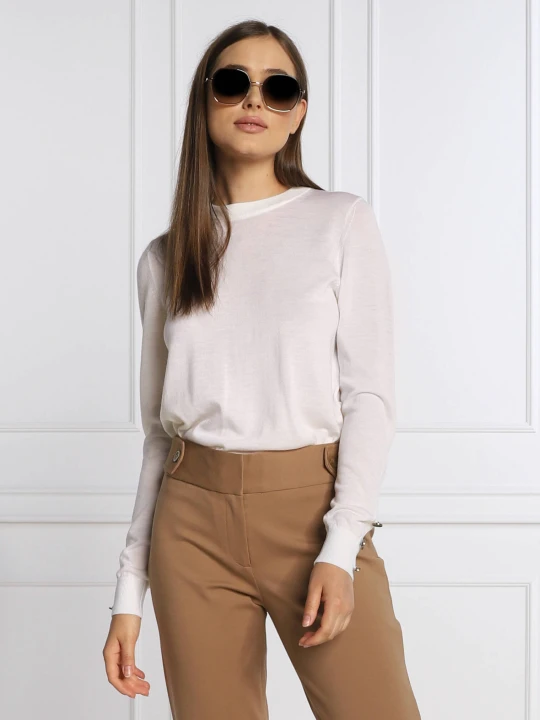 Zdjęcie produktu Michael Kors Wełniany sweter MERINO BUTTON | Regular Fit biały