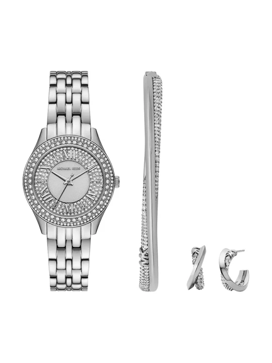 Zdjęcie produktu Michael Kors zegarek, bransoletka i kolczyki srebrny