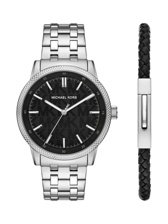 Zdjęcie produktu Michael Kors zestaw zegarek i bransoletka męski Wolfe srebrny