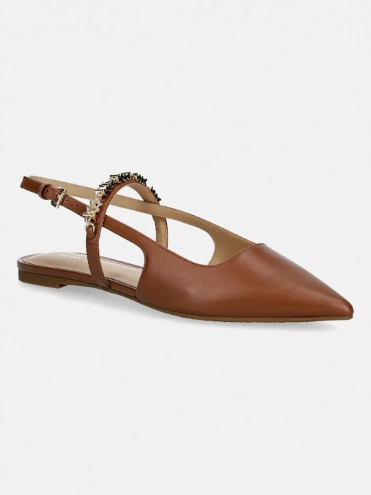 Zdjęcie produktu MICHAEL Michael Kors baleriny skórzane Dina Flex Sling Flat brązowy