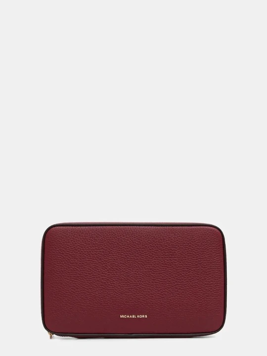 Zdjęcie produktu MICHAEL Michael Kors kosmetyczka skórzana bordowy