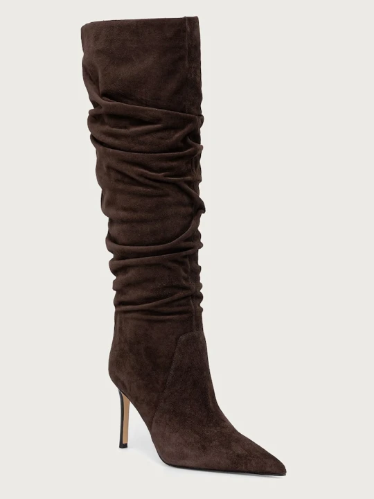 Zdjęcie produktu MICHAEL Michael Kors kozaki na szpilce damskie zamszowe Dawn Heeled Boot brązowy